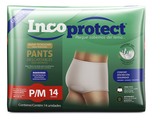 Incoprotect Pañales Pants Adulto Talle P/m X 14 Unidades