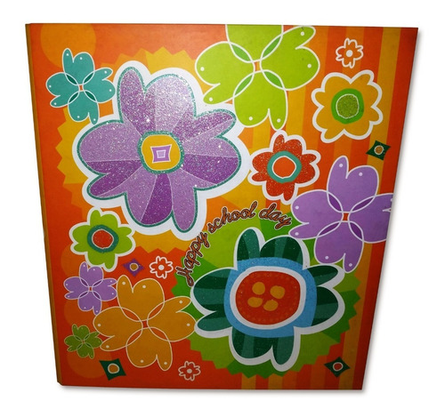 Imagen 1 de 1 de Oferta!! - Carpeta Escolar Nº3 3x40 Rexon Flores Naranja