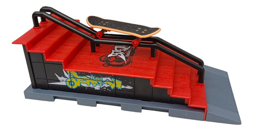 Pista De Skate Con Patineta Y Accesorios Color Rojo Modelo F