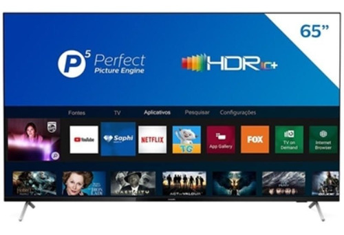 Imagem 1 de 4 de Smart Tv Philips 65 4k Uhd P5 Hdr10 Bluetooth Wifi 3 Hdmi 2