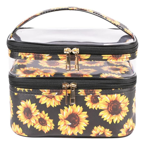 Bolsas De Maquillaje Con Forma De Girasol De Doble Capa, ...