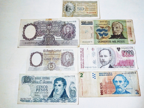 Lote De Billetes Argentinos-2 Reposiciones- Precio X 7-