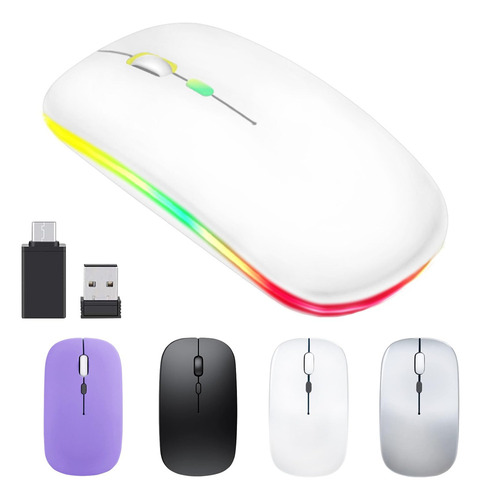 Juglute Mouse Inalámbrico, 2.4g Led Mouse Bluetooth, Ratón
