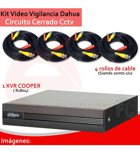 Imagen 6 de 9 de Kit Cctv De Vigilancia 4 Camaras Dahua Xvr1b04kit 2mp + 3tb