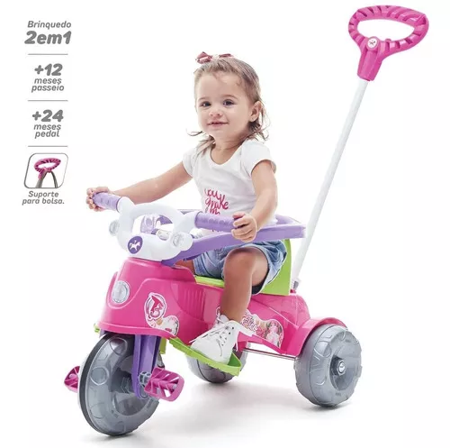 Triciclo Passeio Motoca Infantil Super Turbo Azul + 4 Anos Tico