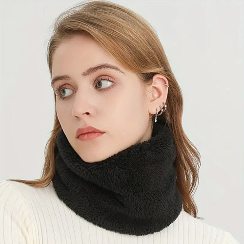 Cuello Polar Chiporro Frío Invierno Colores Bufanda Suave Negro