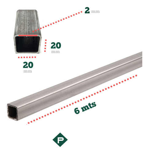Caño Estructural Cuadrado (20x20) X 2mm X 6m Perticari