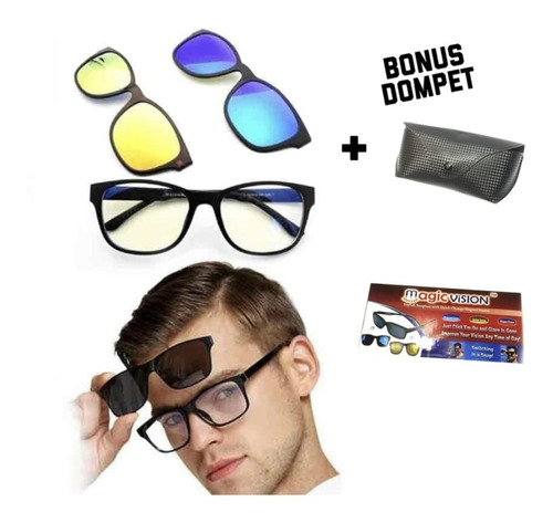 Combo De Gafas 3 En 1 Magnéticas Día Y Noche Gratis Estuche