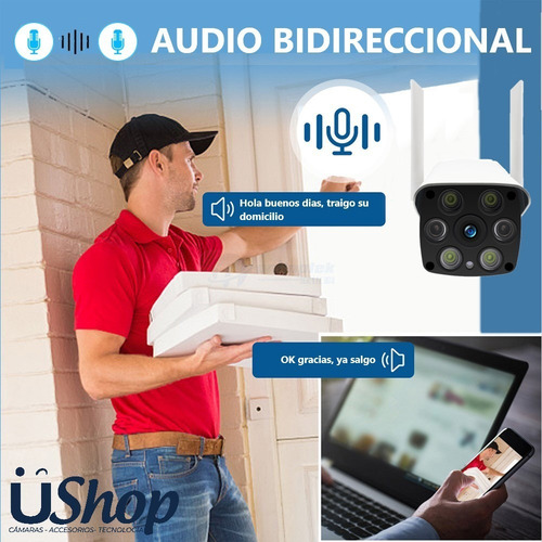 Cámara Wifi Exterior V.nocturna Led Alarma 160° 3mpx 1080p