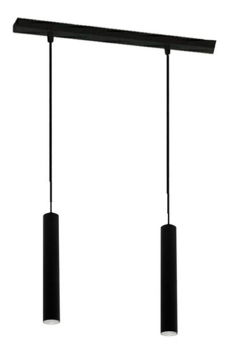 Lámpara Colgante 2 Luces Tubular 35cm Minimalista Base 58cm 