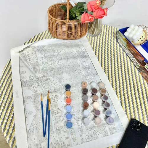 Imagen 3 de 5 de Kit Pintura Oleo Para Pintar Por Números Lienzo