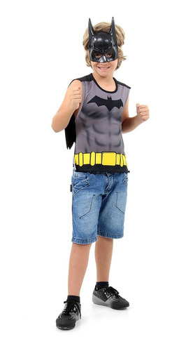Disfraz Batman Remera Con Capa Y Mascara Orig Sulamericana
