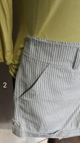 Short Rayado Blanco Y Gris