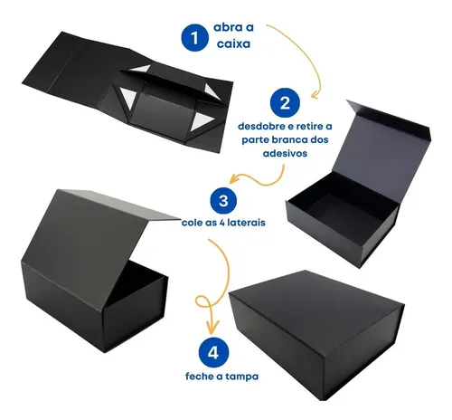 Kit 5 Caixas Presente 36x26x8 Rígida Fechamento Magnético Cor