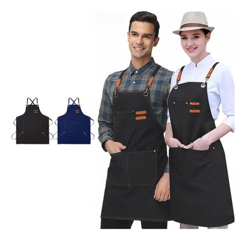 2pc Mandil Delantal Multiusos Orderud Tirantes cruzados Ajustable Color Negro