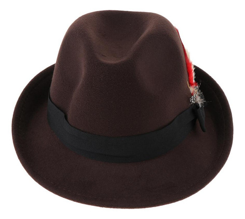 Elegante Sombrero Fedora Con Decoración De Plumas En Forma D