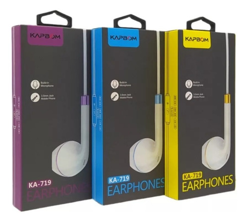 Kits 10*fone Ouvido Auricular Com Microfone Cabo 1,2 Metro Cor Roxo azul amarelo Cor da luz Roxo azul amarelo