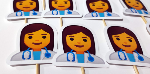 Adorno Pincho Topper Cupcake Festejo Medicina Emoji Doctora