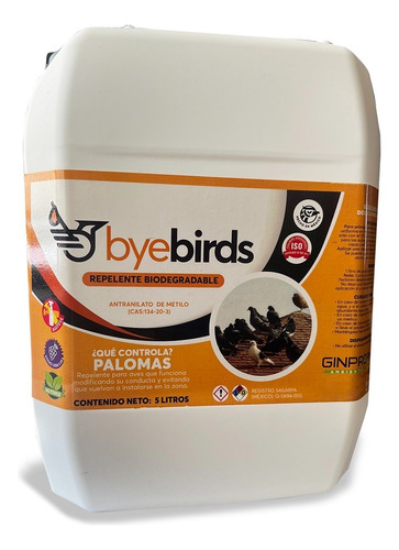 Repelente Para Aves Byebirds Bidón 5 Litros Concentrado 40%