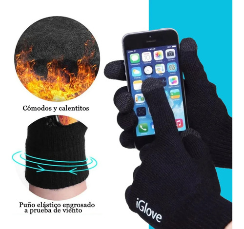 Par Guantes Touch Compatible Con Ipad Invierno Pantallas Rosa Claro Lisa