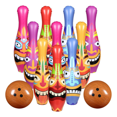 Juego De 12 Juguetes Inflables Bolos Tiki Y Bolas De Coco Nombre Del Diseño