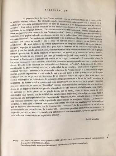 Jorge Torres Poemas Encontrados 1991 (Usado)