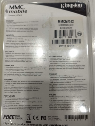 Imagen 3 de 3 de Memoria Card Mmc 512mb Kingston