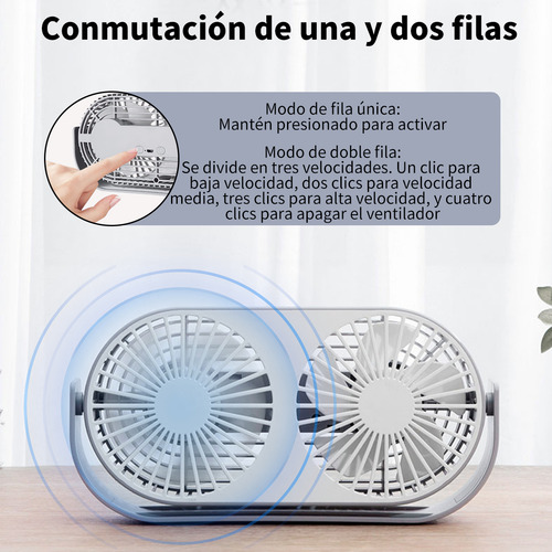 Ventilador Escritorio Portatil Recargable De Mesa Con Led