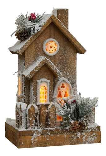 Adorno Navideño De Cabaña De Troncos Luminosa De Casa De