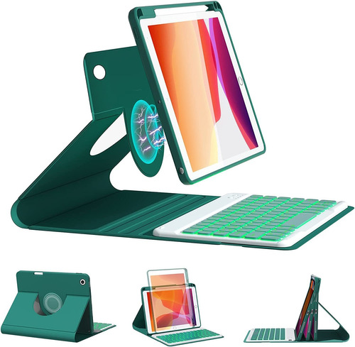 Funda Con Teclado Para iPad 10.2 9/8/7 Generacion Verde