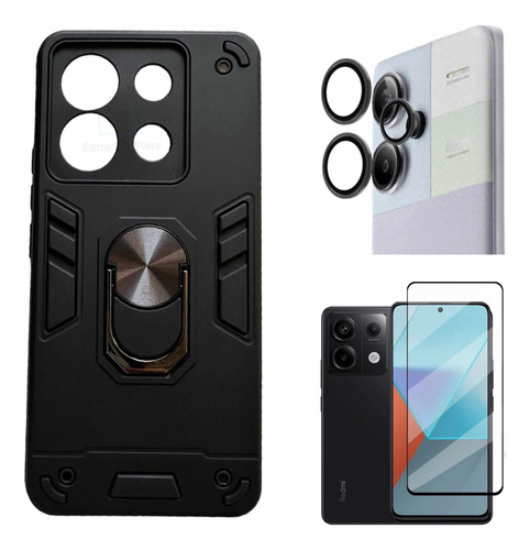 Carcasa Armor Con Anillo Para Xiaomi Note 13 Pro + Láminas