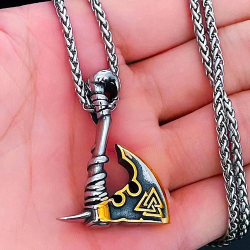Colar Cordão Machado Vikings Valknut Nórdico Triângulos Odin