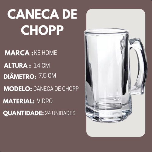 Jogo 24 Canecas De Chopp 360ml Ke Home