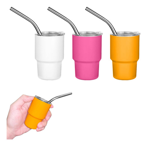 Set De Vasos De Chupito Con Pajita 90ml 3 Unidades Mini Ta