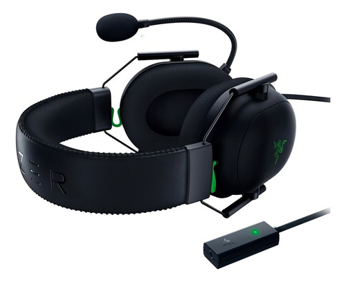 Auriculares para juegos Razer Blackshark V2 con cable y tarjeta de sonido USB, color negro
