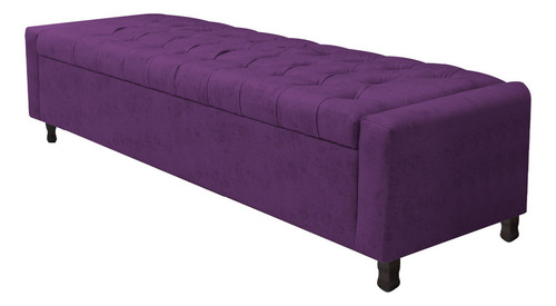 Kit Cabeceira E Calçadeira Baú Queen Everest P02 160cm Suede Cor Roxo