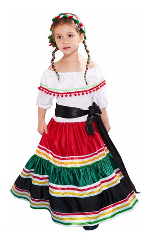 Disfraces De Señorita Mexicana Para Niñas Vestido De Fiesta | Meses sin  intereses