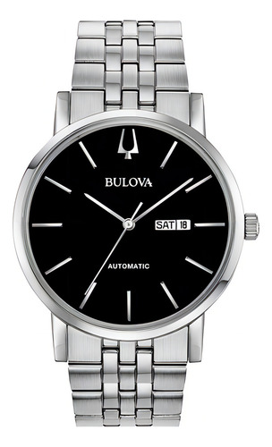 Reloj Bulova Classic Automático Para Hombre 96c132 Color De La Correa Plateado Color Del Bisel Plateado Color Del Fondo Negro