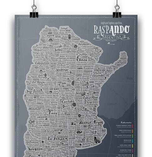 Imagen 1 de 10 de Mapa De Argentina Con Raspadita Raspando