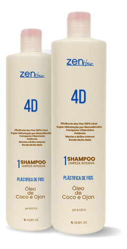 Kit 2 Shampoo Profissional 4d Fórmula Anti Resíduos 1 Litro