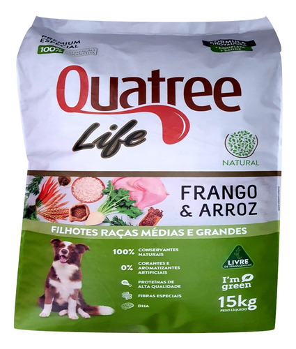 Ração Quatree Life Filhotes Raças Médias E Grandes 15kg