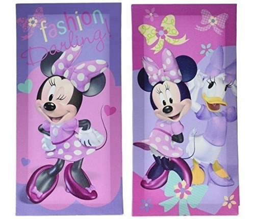 Disney Minnie Mouse Canvas Wall Art (paquete De 2), 7 X 14