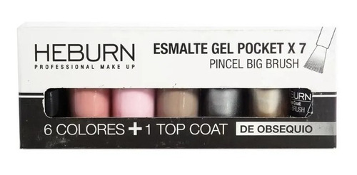 Heburn Set X7 Esmalte Gel Pocket 03 Color Uñas Manicuría
