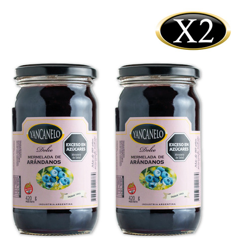 Mermelada De Arándanos Yancanelo 420gr X 2u Sin Tacc