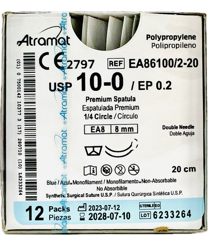 Sutura Polipropileno 10-0 Ref:ea86100/2-20. C/12 Pz Atramat