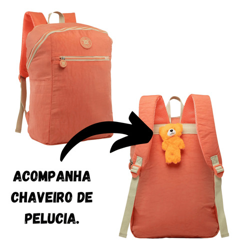 Kit Escolar Mochila De Costa Trendy Laranja C/ Estojo Xeryus