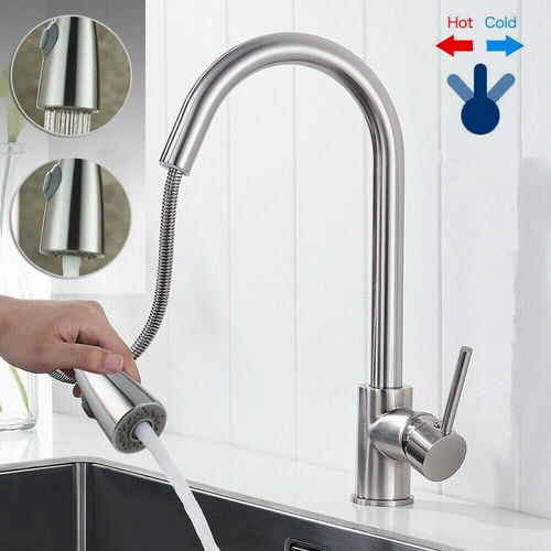 Canilla Monocomando Extensible Grifería Flexible Cocina Mesada Resistente Moderna Frio Calor