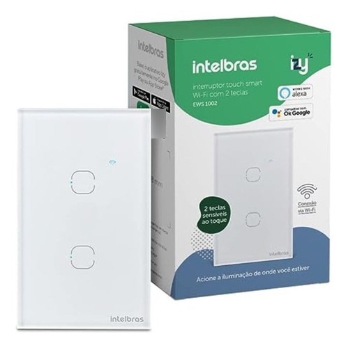Interruptor Smart Wi-fi Touch 2 Teclas Ews 1002 Intelbras