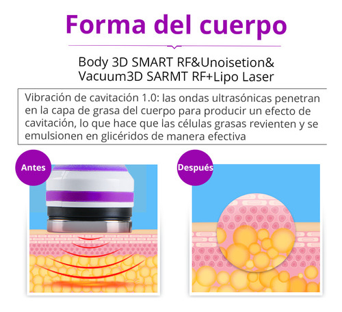 Multifuncional 6 En 1 Con Cavitación Ultrasónica 40k, Radiofrecuencia, Vacum Y Lipolaser De Alta Precisión, Manerales Robustos