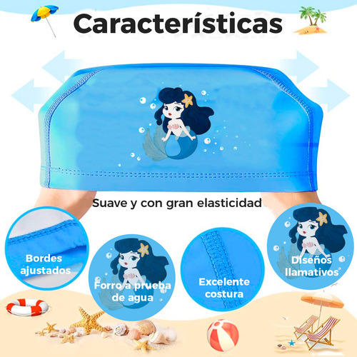 Gorro De Natación Infantil Diler Fabricado En Pu Diseño Colorido Y Estampado Divertido Protección Contra Cloro Y Ajuste Cómodo Ideal Para Niños Clases Vacaciones Alberca Diseño Princesas